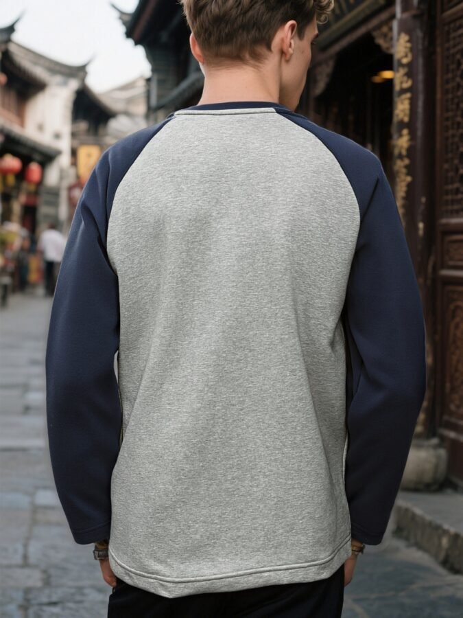 New Innovative Contrast Patchwork Hoodie | 88202# Structural Crewneck Sweatshirt - Image 11
