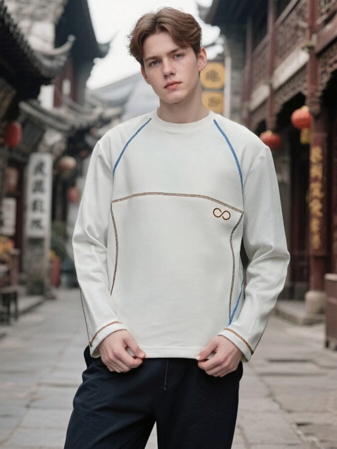 New Huso Stitch Sweatshirt | 3D Embroidered Crewneck 88208# | Wholesale Streetwear - Image 16