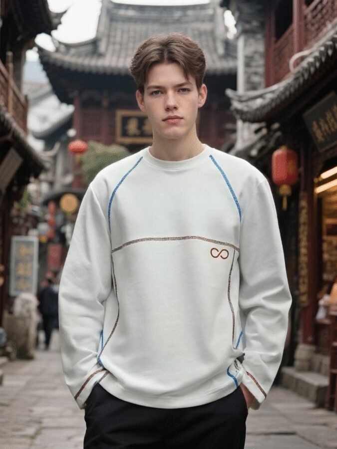 New Huso Stitch Sweatshirt | 3D Embroidered Crewneck 88208# | Wholesale Streetwear - Image 15
