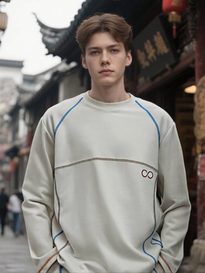 New Huso Stitch Sweatshirt | 3D Embroidered Crewneck 88208# | Wholesale Streetwear - Image 13