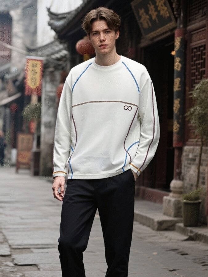 New Huso Stitch Sweatshirt | 3D Embroidered Crewneck 88208# | Wholesale Streetwear - Image 12
