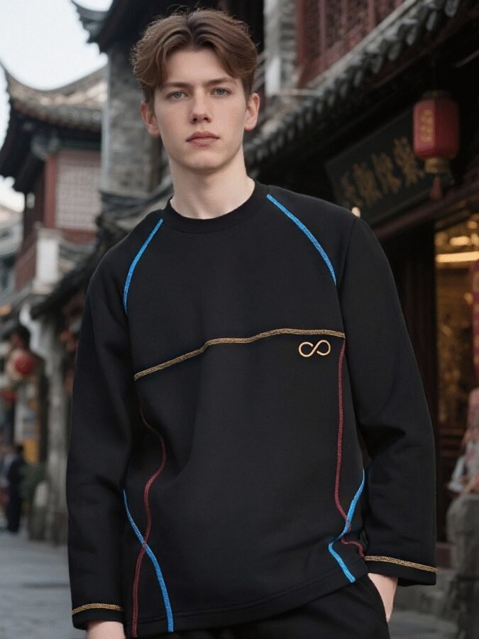 New Huso Stitch Sweatshirt | 3D Embroidered Crewneck 88208# | Wholesale Streetwear - Image 6