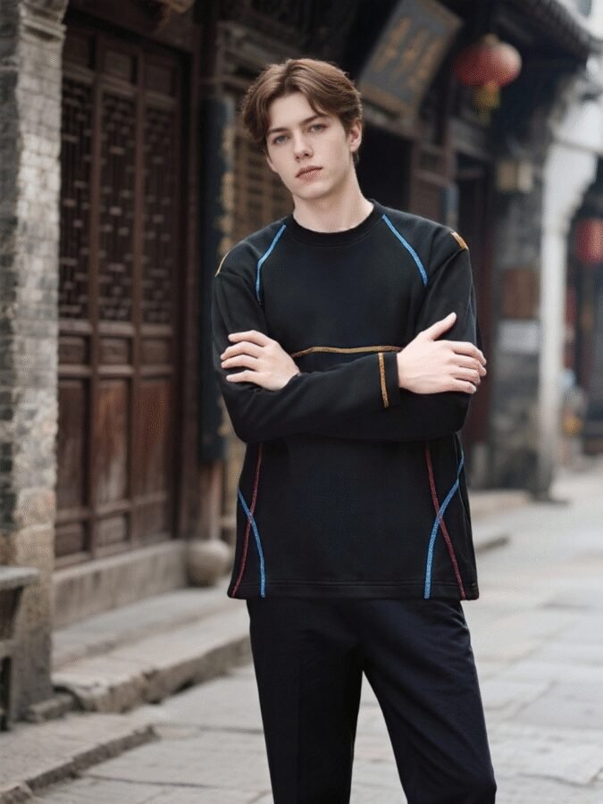 New Huso Stitch Sweatshirt | 3D Embroidered Crewneck 88208# | Wholesale Streetwear - Image 5