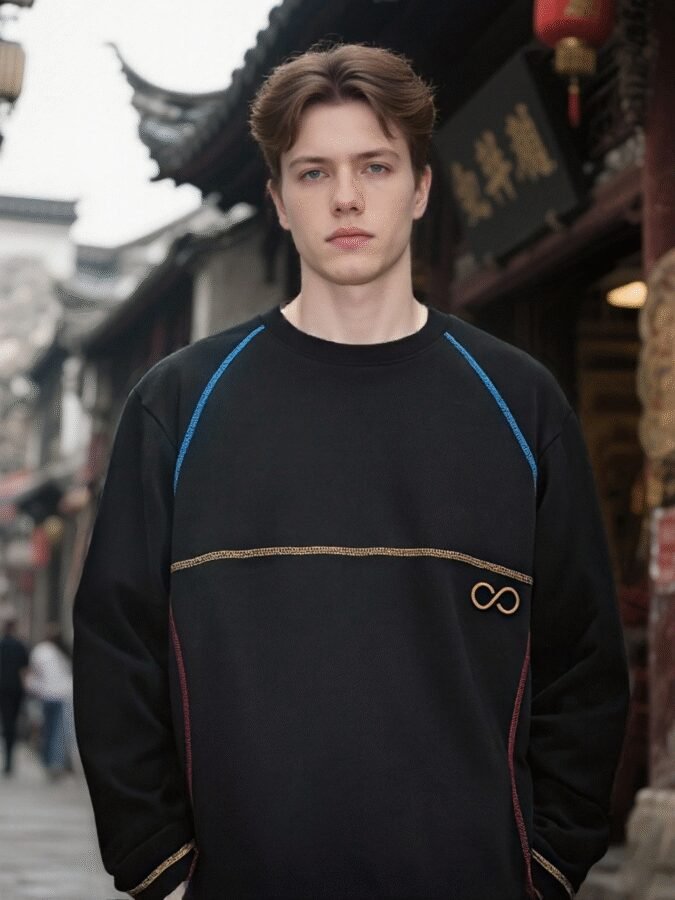 New Huso Stitch Sweatshirt | 3D Embroidered Crewneck 88208# | Wholesale Streetwear - Image 3
