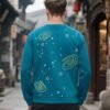 New Retro Outdoor Sweatshirt | Flocked Foam Crewneck 88211# | Wholesale Streetwear - Blue