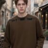 Water Transfer Printed Sweatshirt | Premium Crewneck 88220# | Wholesale Streetwear - Coffee