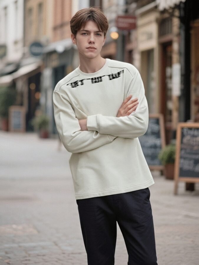 Water Transfer Printed Sweatshirt | Premium Crewneck 88220# | Wholesale Streetwear - Image 10