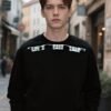 Water Transfer Printed Sweatshirt | Premium Crewneck 88220# | Wholesale Streetwear - ​​Black
