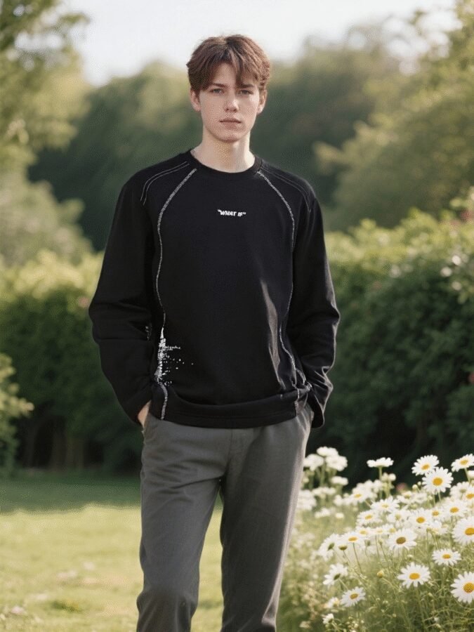 Huso Stitch Structural Sweatshirt | Designer Crewneck 88251# | Premium Wholesale Streetwear - Image 16