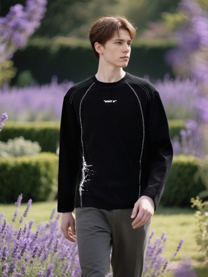 Huso Stitch Structural Sweatshirt | Designer Crewneck 88251# | Premium Wholesale Streetwear - Image 14