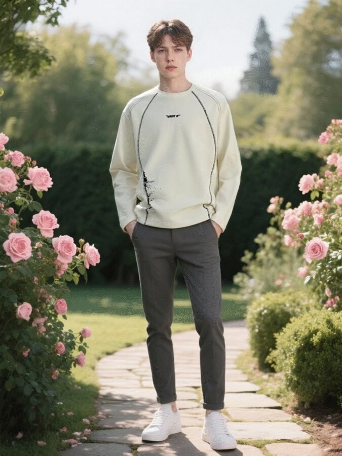 Huso Stitch Structural Sweatshirt | Designer Crewneck 88251# | Premium Wholesale Streetwear - Image 11