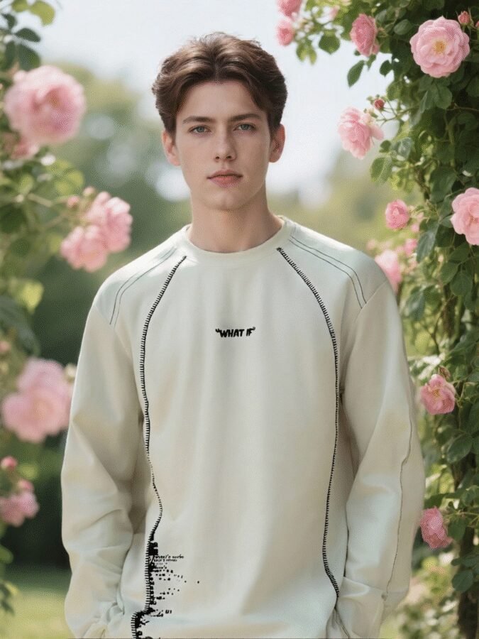 Huso Stitch Structural Sweatshirt | Designer Crewneck 88251# | Premium Wholesale Streetwear - Image 9