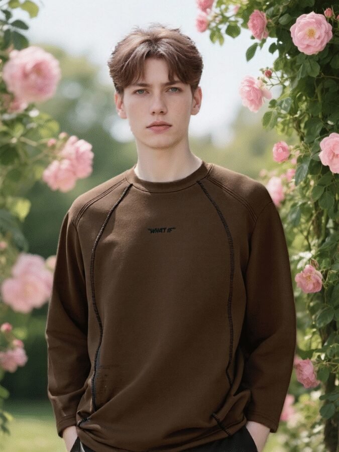 Huso Stitch Structural Sweatshirt | Designer Crewneck 88251# | Premium Wholesale Streetwear - Image 4