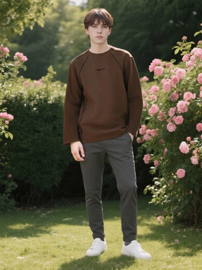 Huso Stitch Structural Sweatshirt | Designer Crewneck 88251# | Premium Wholesale Streetwear - Image 2