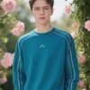 2025 New Huso Stitch Color Block Sweatshirt | Contrast Crewneck 88261# | Premium Wholesale Streetwear - Blue