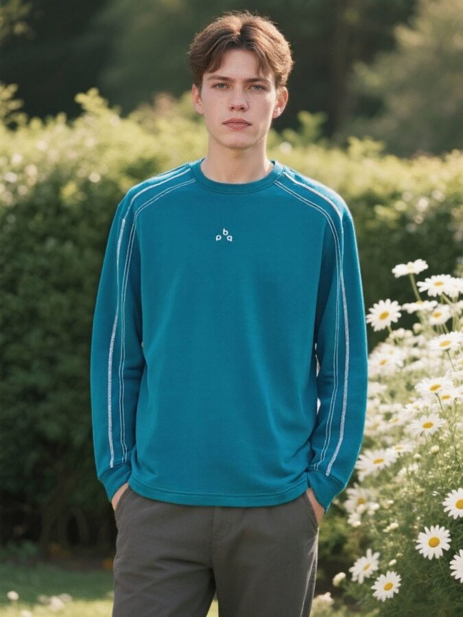 2025 New Huso Stitch Color Block Sweatshirt | Contrast Crewneck 88261# | Premium Wholesale Streetwear - Image 6