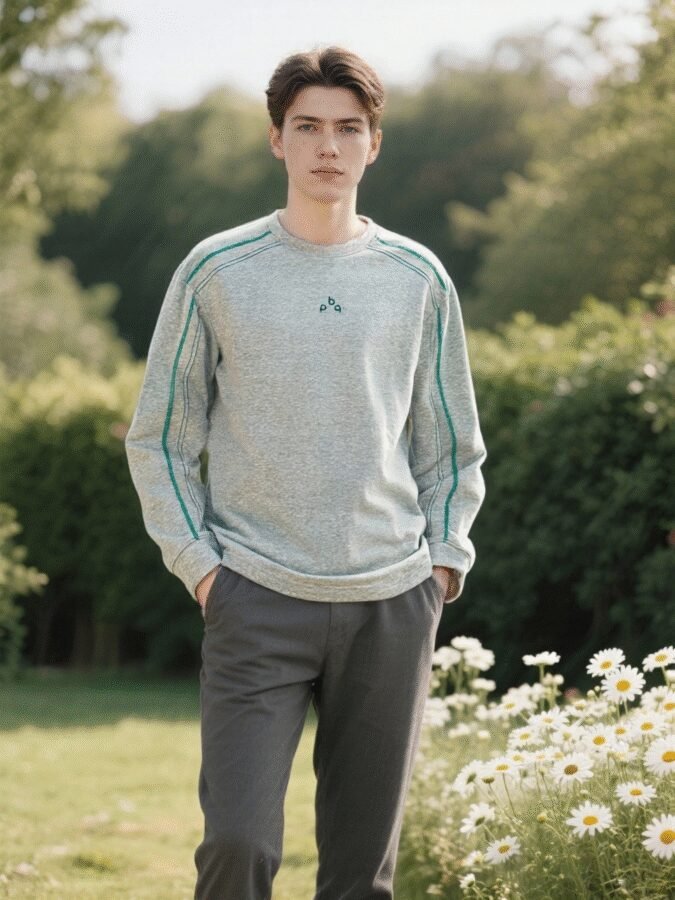 2025 New Huso Stitch Color Block Sweatshirt | Contrast Crewneck 88261# | Premium Wholesale Streetwear - Image 2
