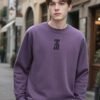 Flocked Foam Sweatshirt | Premium Crewneck 88263# | Wholesale Streetwear - Purple