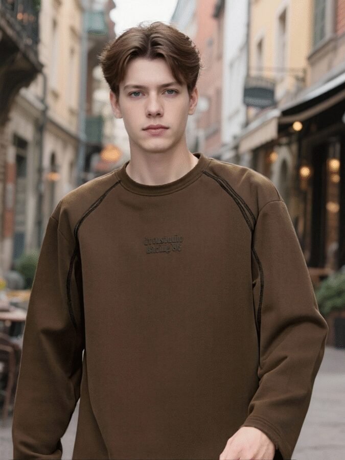 Tonal Huso Flocked Sweatshirt | Premium Crewneck 88265# | Exclusive Wholesale Streetwear - Image 4