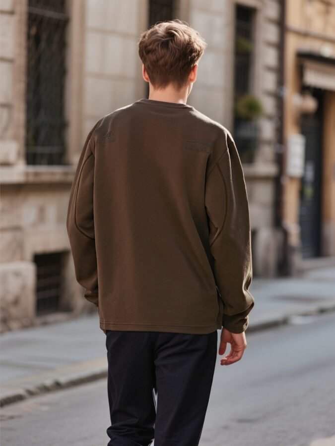 Tonal Huso Flocked Sweatshirt | Premium Crewneck 88265# | Exclusive Wholesale Streetwear - Image 6