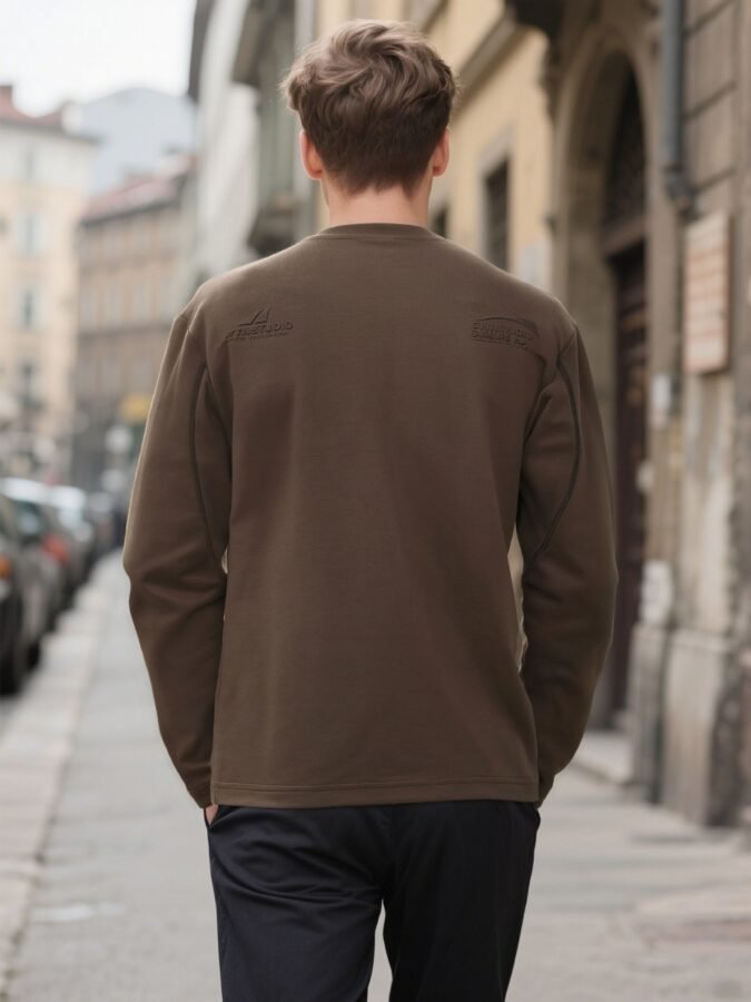 Tonal Huso Flocked Sweatshirt | Premium Crewneck 88265# | Exclusive Wholesale Streetwear - Image 5