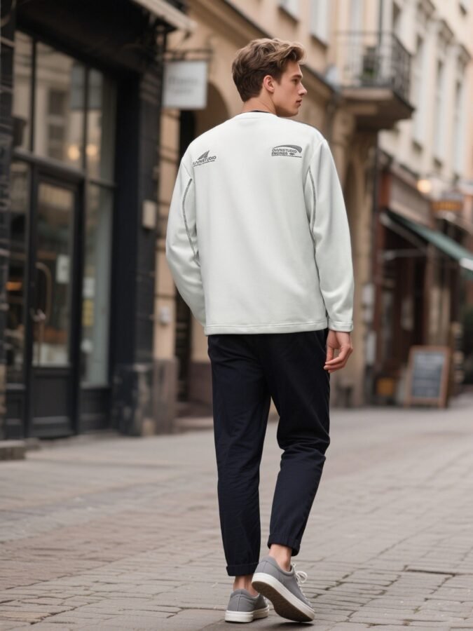 Tonal Huso Flocked Sweatshirt | Premium Crewneck 88265# | Exclusive Wholesale Streetwear - Image 20