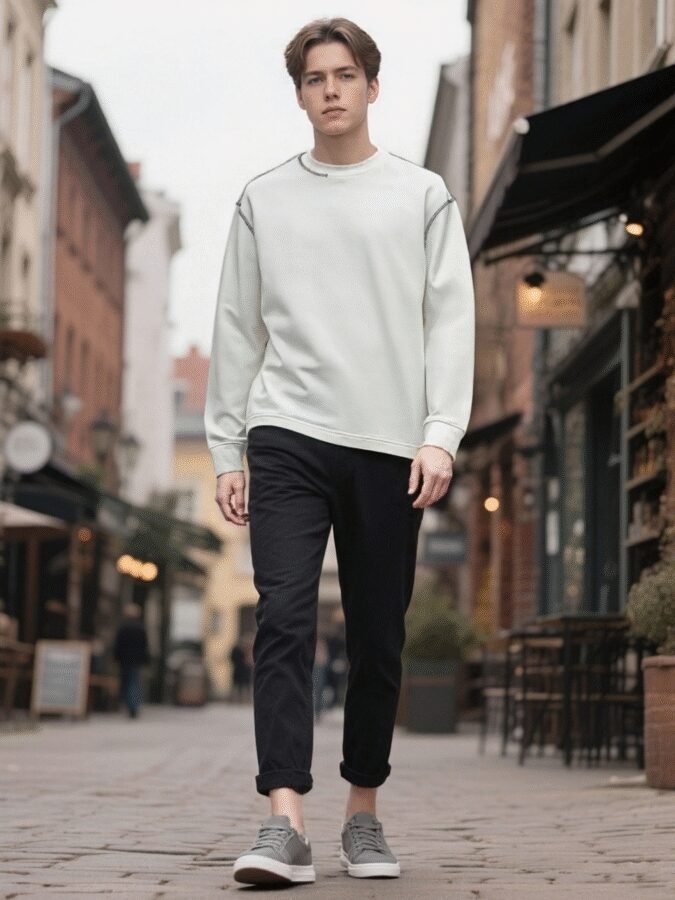Old Money Embroidered Sweatshirt | Premium Crewneck 88271# | Luxury Wholesale Streetwear - Image 2