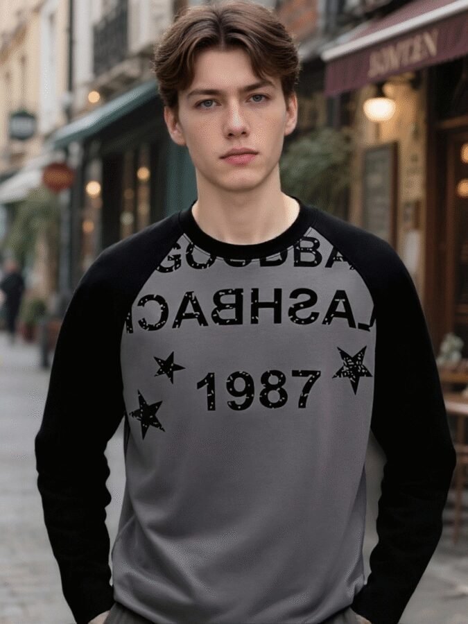 Vintage Washed Print Sweatshirt | Distressed Crewneck 88272# | Premium Wholesale Streetwear - Image 4
