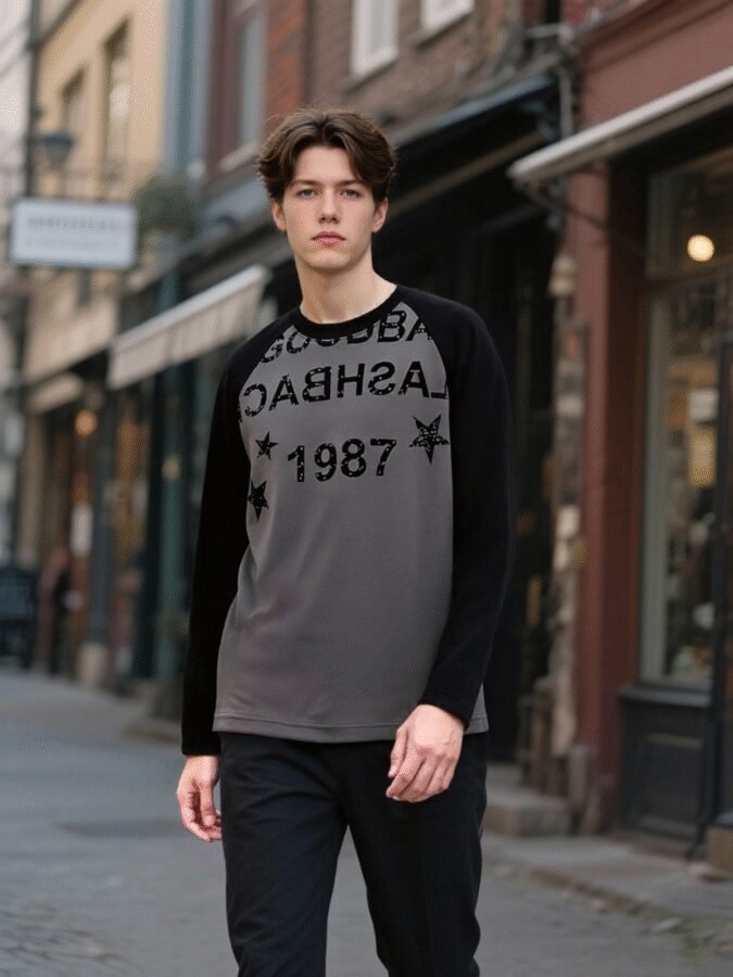 Vintage Washed Print Sweatshirt | Distressed Crewneck 88272# | Premium Wholesale Streetwear - Image 3