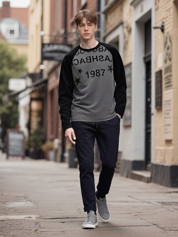 Vintage Washed Print Sweatshirt | Distressed Crewneck 88272# | Premium Wholesale Streetwear - Image 2