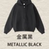 Premium 440gsm Oversize Zip Hoodie 2025 (A_M24118) | Terry Fleece Jacket - Metallic Black