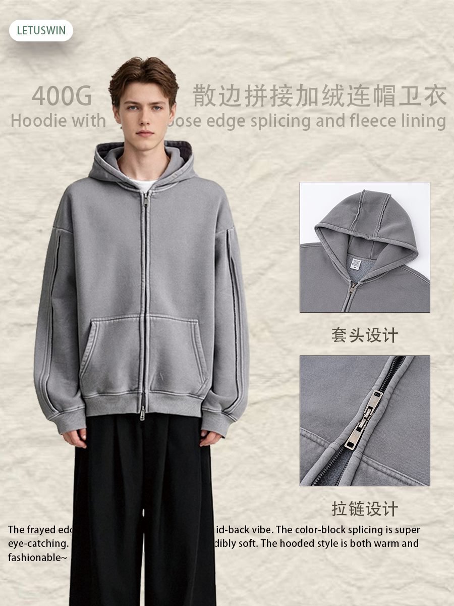 Dynamic Double Zip Hoodie Jacket 2026 (A_M25306) | Structured Oversized Fit - Image 14