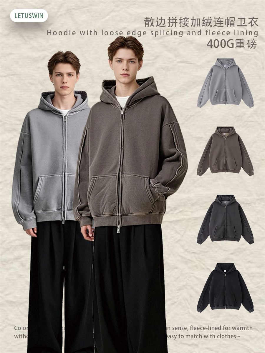 Dynamic Double Zip Hoodie Jacket 2026 (A_M25306) | Structured Oversized Fit - Image 13