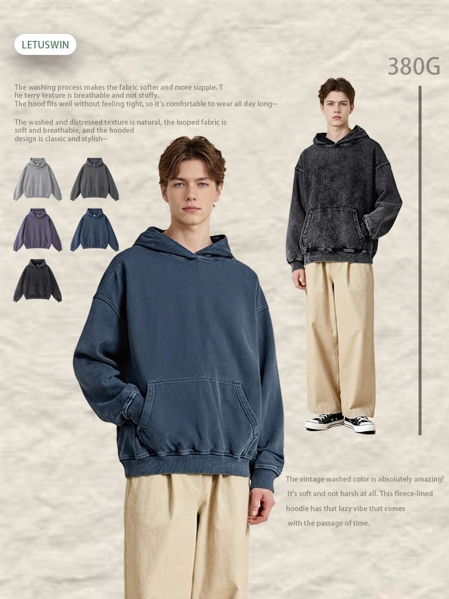 Premium Oversize Knit Hoodie 2025 (A_M24110) | Vintage Washed Texture - Image 9