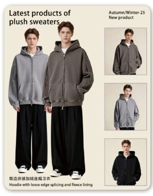 Dynamic Double Zip Hoodie Jacket 2026 (A_M25306) | Structured Oversized Fit