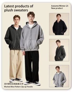 Premium Washed Zip Hoodie Jacket 2026 (A_M24171) | Vintage Oversized Style