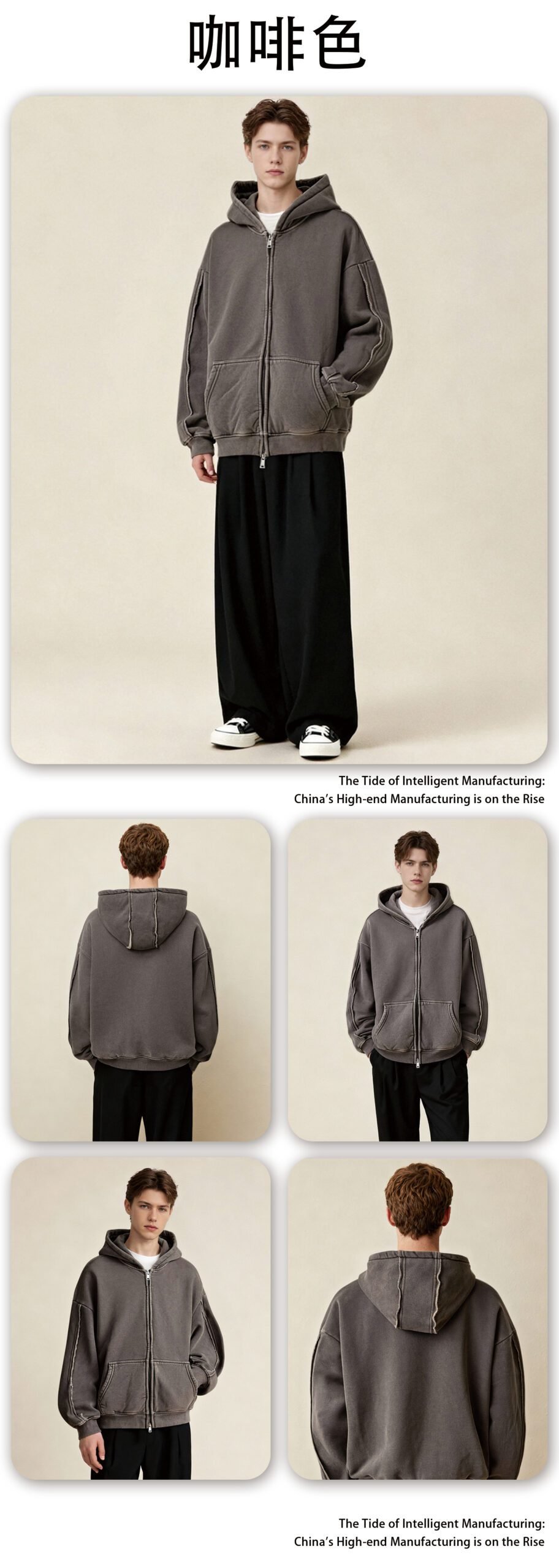 Dynamic Double Zip Hoodie Jacket 2026 (A_M25306) | Structured Oversized Fit - Image 17