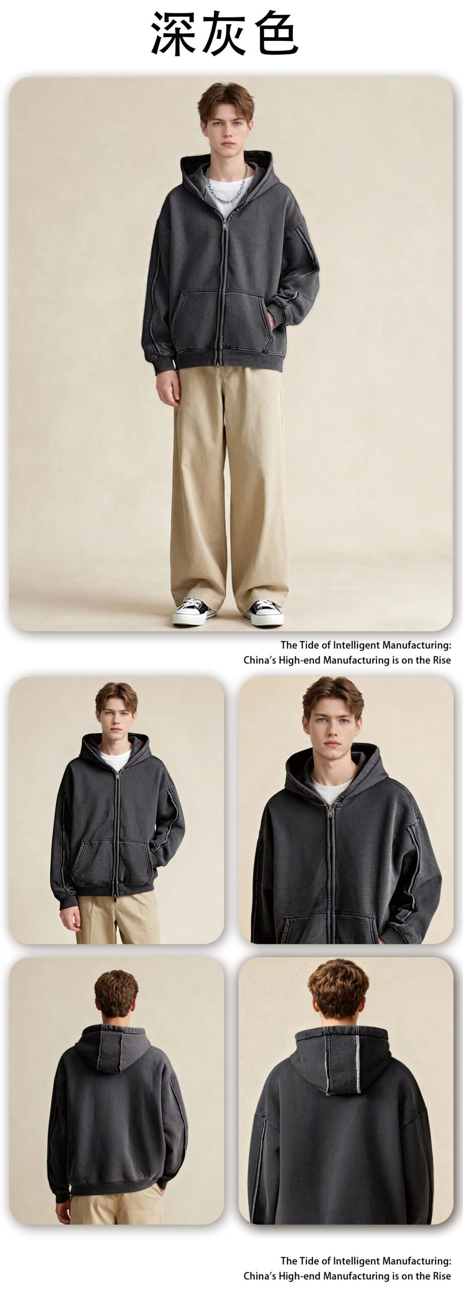 Dynamic Double Zip Hoodie Jacket 2026 (A_M25306) | Structured Oversized Fit - Image 16